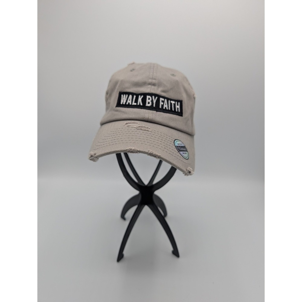"Walk By Faith" Distressed, Adjustable Hat Ball Cap.‎